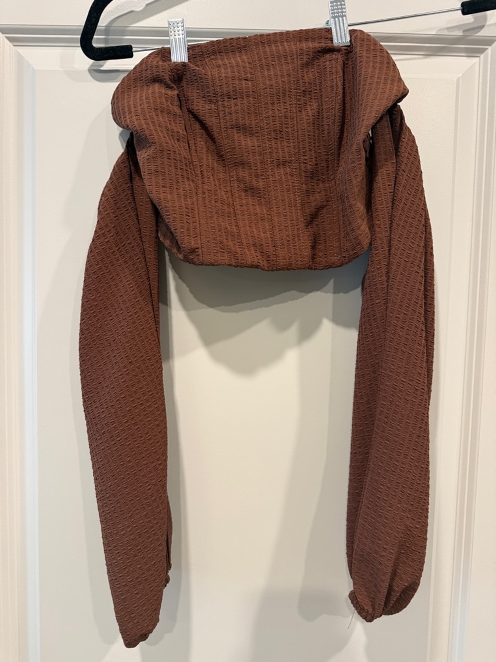wild fable Brown Long Sleeve Off-Shoulder Crop Top